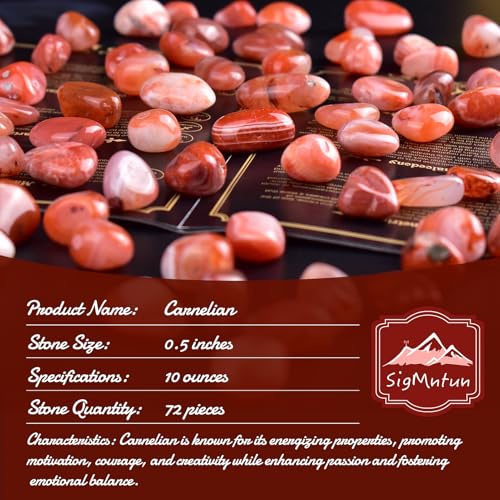 Polished Carnelian Crystal Stone Set - 72 Pcs, 0.5" 10 oz Handpicked Tumbled Gemstones Rocks Quartz, Pebbles for Reiki, Chakra, Healing, Home Decor, 0.5" - 10 oz Mahogany Obsidian - color: Carnelian, size: 0.5"