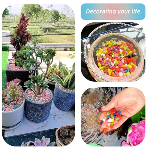 Mixed Color Pebbles for Crafts, 0.9 Pound Natural Polished Aquarium Gravel, Decorative Pebbles for Indoor Plants, Turtle Tank, Vase, Succulents Cactus, Garden Landscaping - color: Mixed Color
