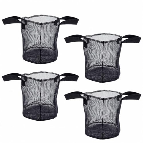 Zunate 4PCS Mesh Pond Plant Baskets, Reusable PVC Pond Planting Bags with Handles, Heavy Duty Tear Proof Containers for Garden Bog Plants, Aquarium Flower Vegetable Planter (Round) - size: Round