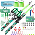 WIDDEN Kids Fishing Pole, Portable Telescopic Kids Fishing Poles for Boys and Girls, Fishing Rod and Reel Combo Kit with Tackle Box, and Fishing Net, Best Fishing Pole for Toddler Youth - color: Green+Green