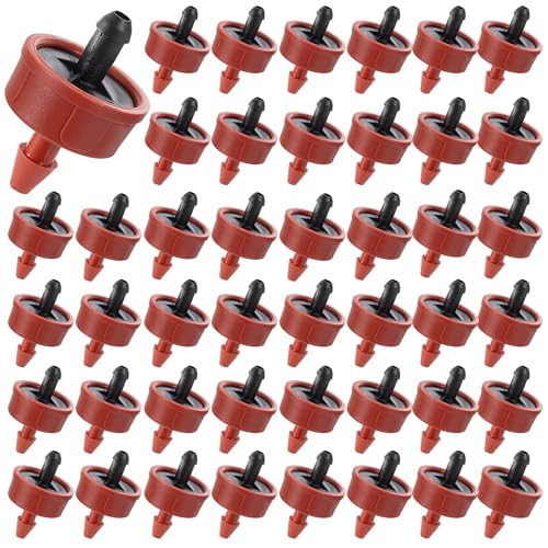 60Pcs 1 GPH Pressure Compensating Irrigation Spot Drippers,Constant Flow Barb Outlet Watering Dripper Emitters Heads Parts for 1/4 Inch Watering Tubing Line for Garden Pots Plants Irrigation Systems - color: 1 GPH 60PCS