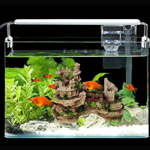 Hamiledyi Aquarium Antique Roman Column Castle Stone Cave Decorations, Fish Tank Artificial Resin Ruins European Ornaments, Large Landscaping for Betta Hide Play - style: Aquarium Castle Decoration