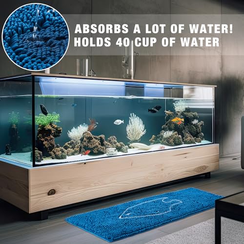 Drydiet Aquarium Mat, 20x36 Inch Large Fish Tank Cleaning Pad, Super Absorbent Chenille Sponge Pad, Protects Furniture from Water & Scratches, Decorative Floor Mat for Fish Hobbyists