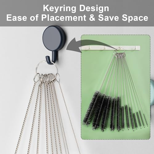 Ixiaoyoo Straw Cleaner Brush Set, 12 Pieces Botthle Cleaning Brush and Nylon Tube Brush Brush, 11.8 Inch Long Cleaning Brush Kit for Water Bottle, Straws on Tumbler, Sippy Cup, Tea Pot Spout - color: 11.8 Inch Black Cleaning Brushes