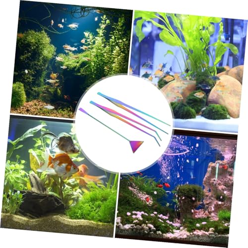 VICASKY 3Pcs Aquarium Tools Set Stainless Steel Aquatic Plants Tweezers Spatula Maintenance Tool for Aquascaping Rustproof Durable for Fish Tank Care