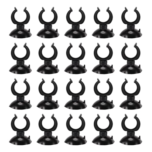 Aquarium Suction Cup, Aquarium Sucker Clip, Suction Cups Airline Tubing Holder, Fish Tank Accessories for Aquarium Fish Tank, Black, 0.67" 20 Pcs 20 Pcs