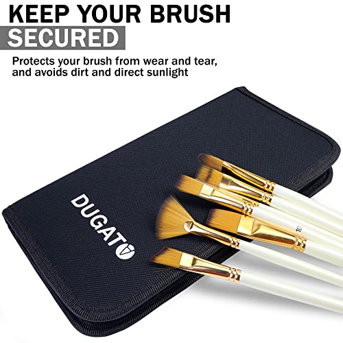 DUGATO Short Paint Brush Holder & Organizer 5.4x10.7 Inches, Black Canvas Bag for Brushes up to 9.3" Length, Case with 15 Slots, Artist Brush Carrying Case (Brush Not Included) - color: Black, size: Medium 5.4x10.7 inches