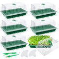Hahood 6 Packs Seed Starter Tray Kits with Humidity Dome, Plastic Germination Growing Trays with Plants Labels Planting Tools for Seeds Growing Starting, Germination Seedling Propagation, Green - color: Green