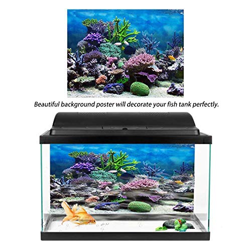 Aquarium Background Poster, Fish Background Paper Wallpaper Pictures 3D Effect PVC Adhesive Poster Underwater Decor Paper Cling Decals Sticker(24.02x16.14in)