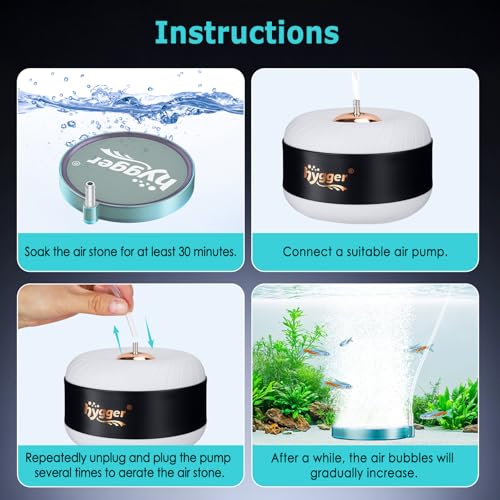 hygger Aquarium Air Stone 3 Inch, Fish Tank Bubbler Stone, Air Bubble Aerator Oxygen Diffuser, Air Pump Accessories for Aquariums, Fish Tanks, Hydroponics and Ponds - size: 3 Inch
