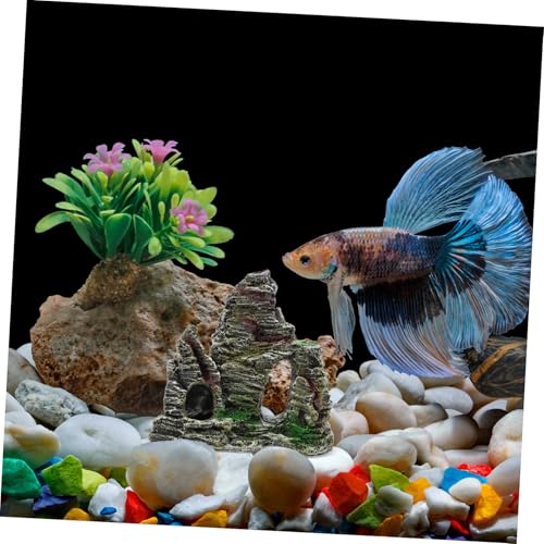 Fish Tank Mountain Decoration Rock Cave Resin Ornament for Aquatic Terrarium Compact Aquarium Decor for Small Spaces Easy Setup Visually Striking Design