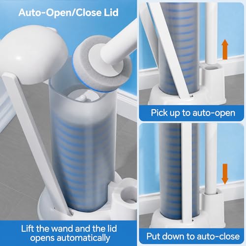 Spreezy Disposable Toilet Brush Set, Touch-Free Toilet Wand Kit with 54 Refills & Holder, Disposable Toilet Bowl Brush