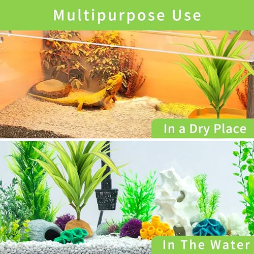 2 pcs Reptile Silk Plants - Premium Aquarium & Terrarium Decor,Artificial Plants for Fish Tanks, Geckos, Bearded Dragons, Snakes, Turtles, and Lizards Habitats - Durable, Non-Toxic, Easy Maintenance