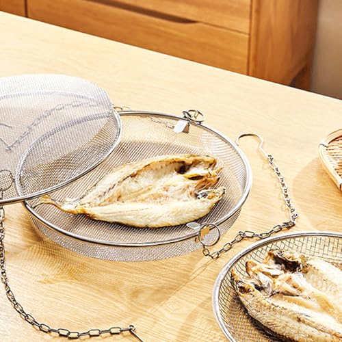 Drying Rack Fish Mesh - Stainless Steel Flexible Drying Net, Fly Proof Round Fish Mesh Dry Net | Healthy Herb Storage Rack, Convenient Basket Dryer Nets for Fruits, Vegetables, Herbs, Fishs, Meats - color: L