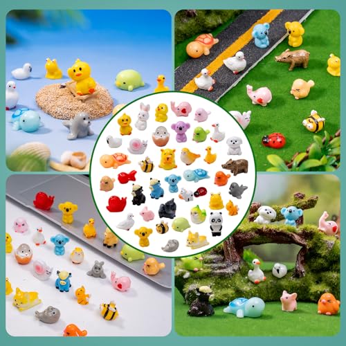42pcs Mini Resin Animal 42 Styles Figures Bulk Tiny Resin Animals Little Miniature Small Animal for Micro Fairy Garden Landscape Accessories Dollhouse Hide Crafts Decor Aquarium - style: 42p-animals-1