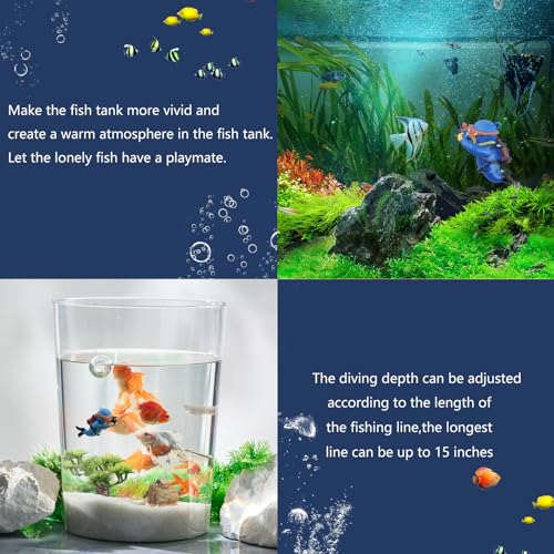 onesimcr Floating Fish Tank Decorations, Aquarium Decorations, Lovely Diver Fish Tank Decorations, Floating Device Fish Tank Accessories，Suitable for All Kinds of Fish Tanks… - color: Blue