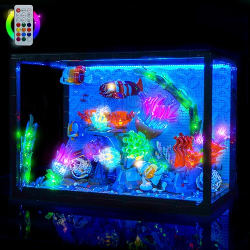 BrickBling LED Light Compatible with Lego Tropical Aquarium 10366, Decoration Lamp Compatible with Lego Tropical Fish Tank- Excluding Model (Colorful Version Light) - style: Colorful Version Light