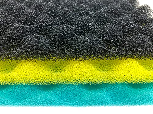 Wave Point Aquarium Bio Sponge Foam Filter Media Pad Cut-to-fit for Fish Tank Sump Pond 17" x 11" x 1/2" to 1" (1 Set (3 PCS))