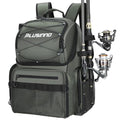 PLUSINNO Cooler Fishing Backpack with Rod Holders 45L Large Water-resistant Fishing Tackle bag Store Fishing Gear Fishing Gifts for Men Father - color: Grey Jacquard