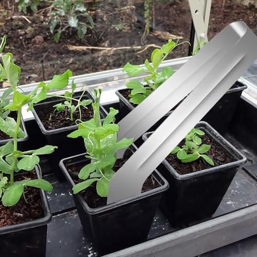 2Pcs Seedling Transplant Tongs, Gardening Plants Transplant Tongs Stainless Steel Seedling Remove Transplanting Pliers, Gardening Supplies Plant Seed Starting Tools, Reduce Root Damage (8.7 Inch)