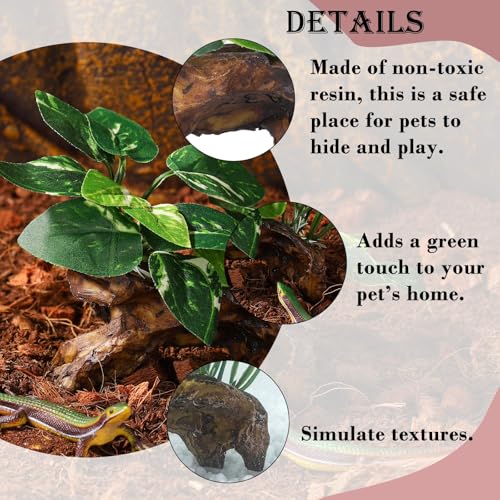 Artificial Aquarium Ornaments Silk Leaf Betta Fish Tank Decoration Driftwood Cave Decor for Reptiles Plants Driftwood Accessories