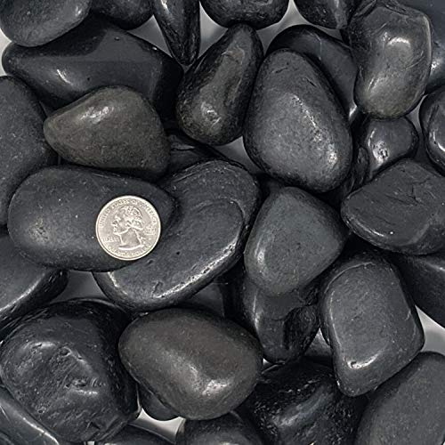 Midwest Hearth Natural Decorative Polished Black Pebbles 1" to 3" Size (5-lb Bag) - size: 5-lb Bag