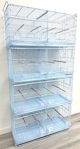 Large White Stackable Breeder Bird Flight Cage Side Breeding Nest Box Door with Center Removable Divider (White, 30"x11"x15"H Lot-4) - color: White