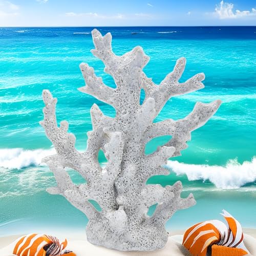 Etlemonde Beach Coastal Decor Coral Reef Home Decor Coral Statue Sculpture Home,Desk,Bathroom,Desktop Shelf Statue,Marine Themed Gifts - color: White Coral