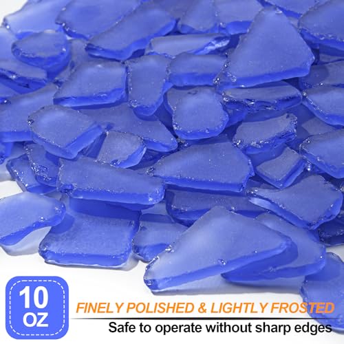 Keedolla Tumbled Sea Glass for Crafts - 10 OZ Flat Frosted Seaglass Pieces for DIY Art Crafts, Vase Filler, Beach Weddings, Aquarium and Home Decor - Cobalt Blue - color: Cobalt Blue, size: 10 OZ / 0.63 LB