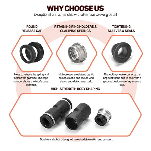 3/8 Push To Connect Fittings Y Air Splitter Union Air Line Fittings Quick Connect Air Hose Pneumatic Fittings (10 Pack) - color: Black-Y, size: 3/8" OD 10 PCS