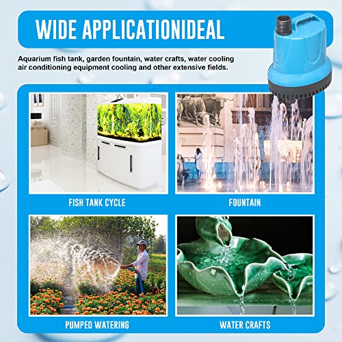 264 GPH Bottom Feed Submersible Water Pump - Energy Efficient Low-Suction Aquarium, Pond, Fountain, Hydroponics Pump, 25W - size: 264 GPH