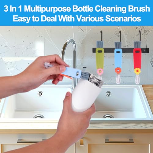 XANGNIER 3 in 1 Cup Lid Gap Cleaning Brush Set,Multifunctional Water Bottle Lid Cleaner Brush,3 Pack Water Bottle Crevice Cleaning Tool,Tumbler Lid Cleaner Brush for Stanley/YETI Cup,Kitchen Gadgets - color: 3 in 1 Cup Lid Cleaning Brush-3 Pack