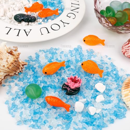 AUEAR, 8 Pack Mini Red Fish Lotus Ornaments Animal Garden Micro Landscape Decor