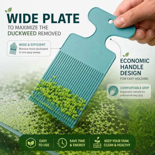 Aquarium Duckweed Removal Tool, 6.5 x 3 inch Floating Plant Comb Spatula, Aquatic Tank Cleaning Tool - color: Cyan