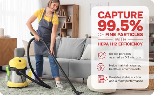 Dust Collection Bag (Large, 3-Pack) Shop Vac–Ready Vacuum Bags with High-Efficiency Filter Media, Easy Swap, Exclusive One-Hand Quick-Release Strap, Shop Vac Hose Fits up to 62mm - size: Large