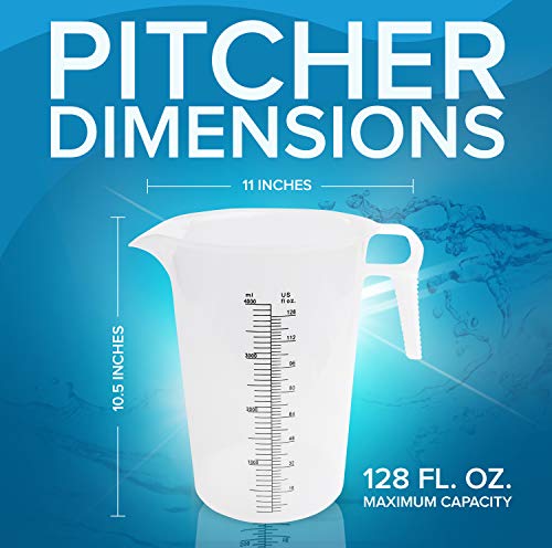 ACCUPOUR 16oz (2 Cup) Measuring Pitcher, Plastic, Multipurpose - Great for Oil, Chemicals, Pool and Lawn - Ounce (oz) and Milliliter (mL) Increments (500 mL) - size: 16oz