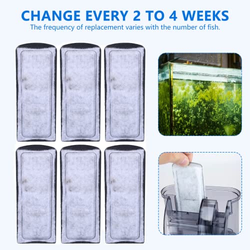 Watris Veiyi Fish Tank Filter Cartridge, 6Pcs Aquarium Filter Cotton Replacement, Wall Mounted Filter Accessory Cartridge Carbon Supplies, 5.3x2.2in