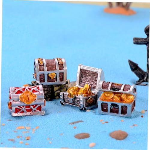 Pirate-Themed Mini Treasure Chest Aquarium Decor - Pearlescent Fish Tank Accessories for Small Aquariums, Goldfish Tank Decorations, Pool Tank Makeup, Fun Air Decor, 3Pcs Random Creative Aquascaping