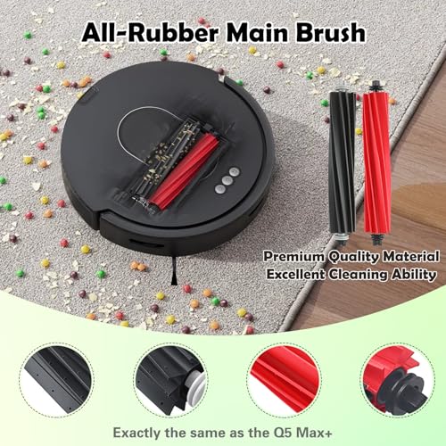 Q5 Max+ Accessories Replacement Parts Compatible with Roborock Q5 Max+, Q5 Pro+, Q8 Max+, Q5 DuoRoller+ Robot Vacuum Cleaners, Include Dual Roller Brush,4 Side Brush,2 Filters,6 Bags,2 Tools - color: Q5 Max+ Kit - Black