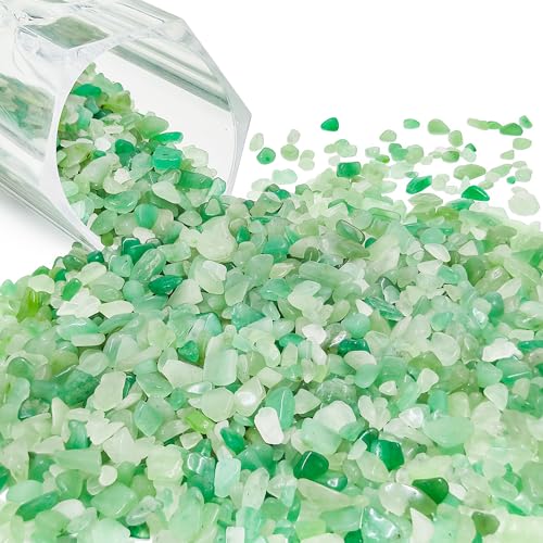 Kaiyuan Dynasty 230g Green Aventurine Crystal Chips Bulk, Natural Tumbled Gemstones Crushed Stones, Quartz Pebbles for Vase Fillers, Aquarium Gravel & Home Decoration - color: Green, size: 0.5LB
