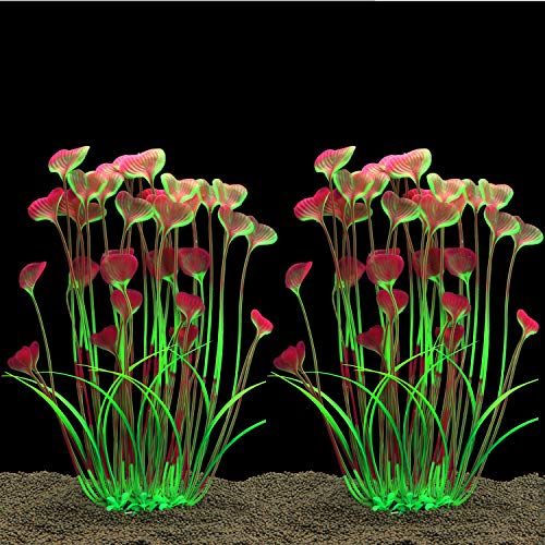 ALEGI Aquarium Plastic Plants Large,Artificial Plants Decoration Ornament Fish Tank-16 inch 2Pcs