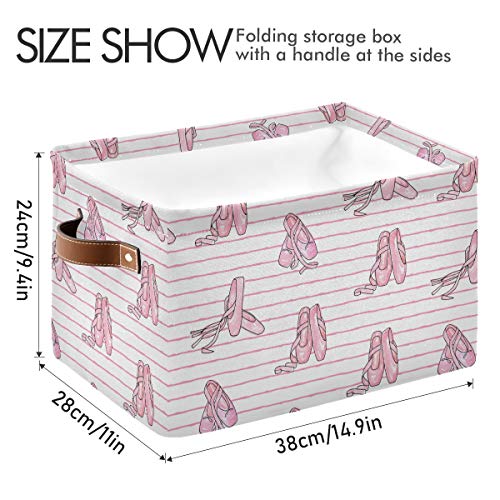 Ballet Shoes Storage Basket Bin, Large Cube Storage Box Canvas Collapsible Storage Organizer for Home Office Closet - 15 L x 11 W x 9.5 H - color: Ballet Shoes, size: 1 PCS