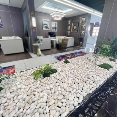 YISZM 20lbs Large River Rocks for Landscaping, 3-4" White Pebbles for Garden Design, Hand-Picked Smooth Stones for Fish Tank, Flower Pots, Indoor Water Fountains, Pathways, Backyard - color: White, size: 20 Pounds