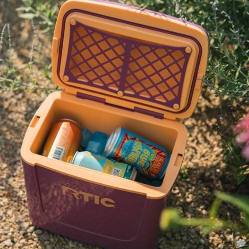 RTIC 8 QT Road Trip Personal Cooler, Small, Compact, Insulated, Portable Ice Chest Box for Food, Drink, Beverage, Beach, Camping, Picnic, Fishing, Boat, 12-Can Capacity - color: Orchid/Peach Tea