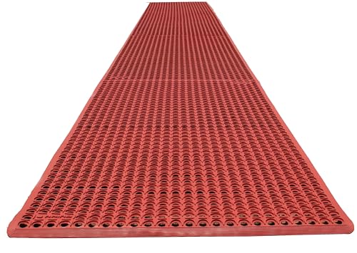Rhino Mats, K-Series Comfort Tract Anti-Fatigue Drain-Thru Beveled Floor Mat, Drainage Non-Slip Grease-Resistance for Kitchen, Restaurant, Pool, Gym, Bar or Patio (Terra Cotta, 3' x 20' x 0.5") - size: 3' x 20' x 0.5" Terra Cotta