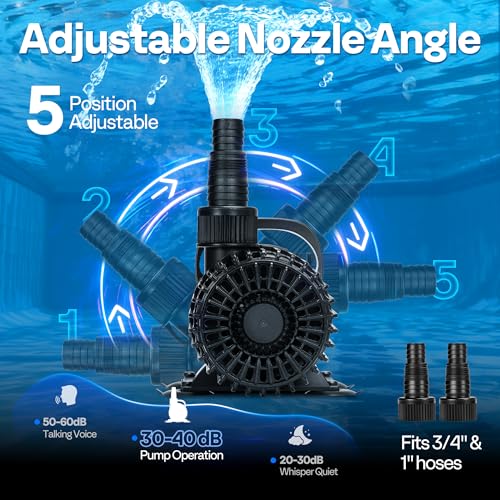 VIVOHOME Electric 100W 1600GPH Submersible Water Pump for Koi Pond Pool Waterfall Fountains Fish Tank and Aquarium - size: 1600GPH
