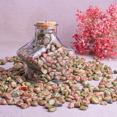 Polished Unakite Crystal Stone Set - 72 Pcs, 0.5" 10 oz Handpicked Tumbled Gemstones Rocks, Pebbles for Reiki, Chakra, Healing, Home Decor - color: Unakite, size: 0.5"