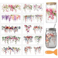 arricraft 10 Sheets Beautiful Flowers UV DTF Cup Wrap for 16OZ Glass, Flowering Vine Rub on Decals PVC Transfer Stickers for DIY Cups Wood Funiture 24x11cm/9.4x4.3inch - style: Beautiful Flowers Theme