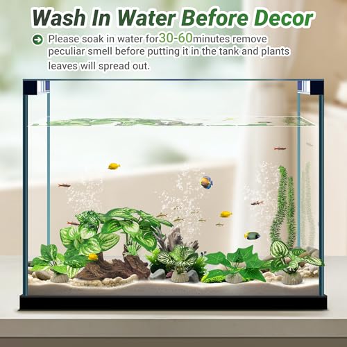 GOZILLA Silk Fish Tank Plants,Reptile Artificial Plant,Reptile Plants for Terrarium,Aquarium Decorations Accessories Set,Resin Driftwood Artificial Silk Aquarium Plant for Fish Tank.(5PCS/B-Set) - color: 5pcs/B-set