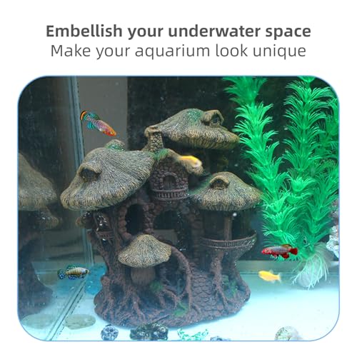 Fish Tank Decorations Hideaway Cave, Fish Tank House Accessories for Amphibians, Goldfish, Shrimp, Conch